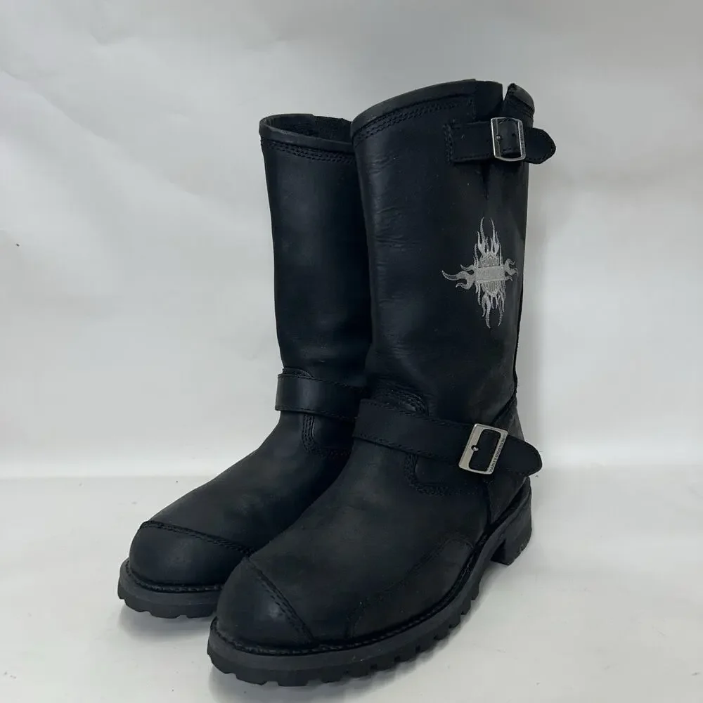 Harley Davidson Embroidered Flames Engineer Boots “Black”